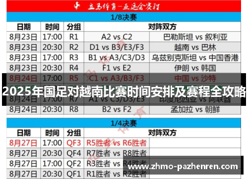 2025年国足对越南比赛时间安排及赛程全攻略 2025年国足对越南比赛时间安排及赛程全攻略